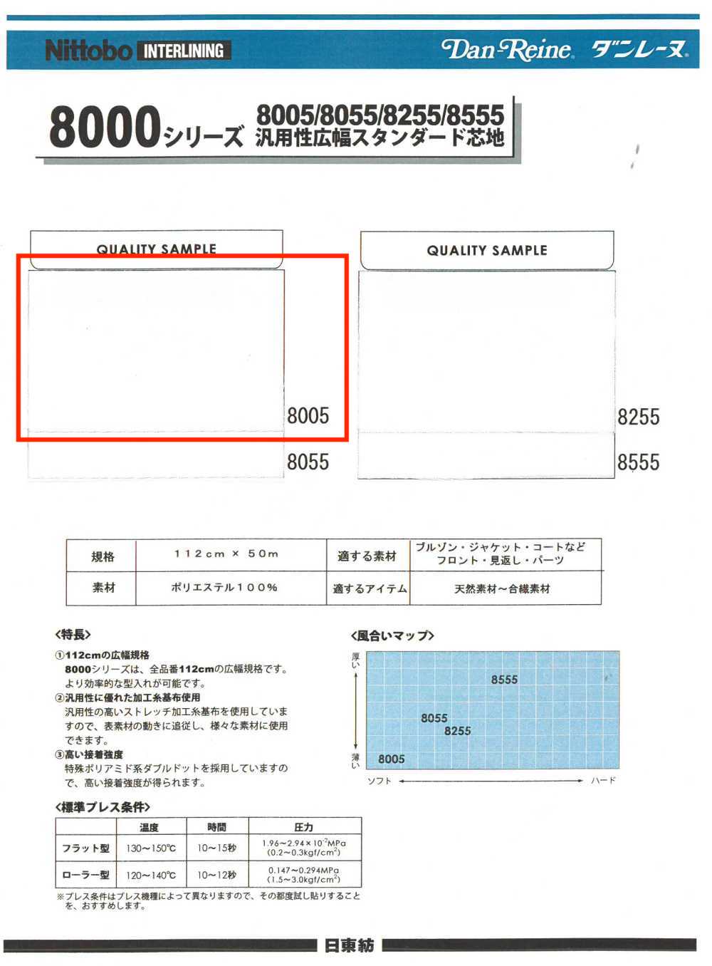 8005 Serie 8000: Interfodera Standard Multiuso Di Ampia Larghezza Nittobo