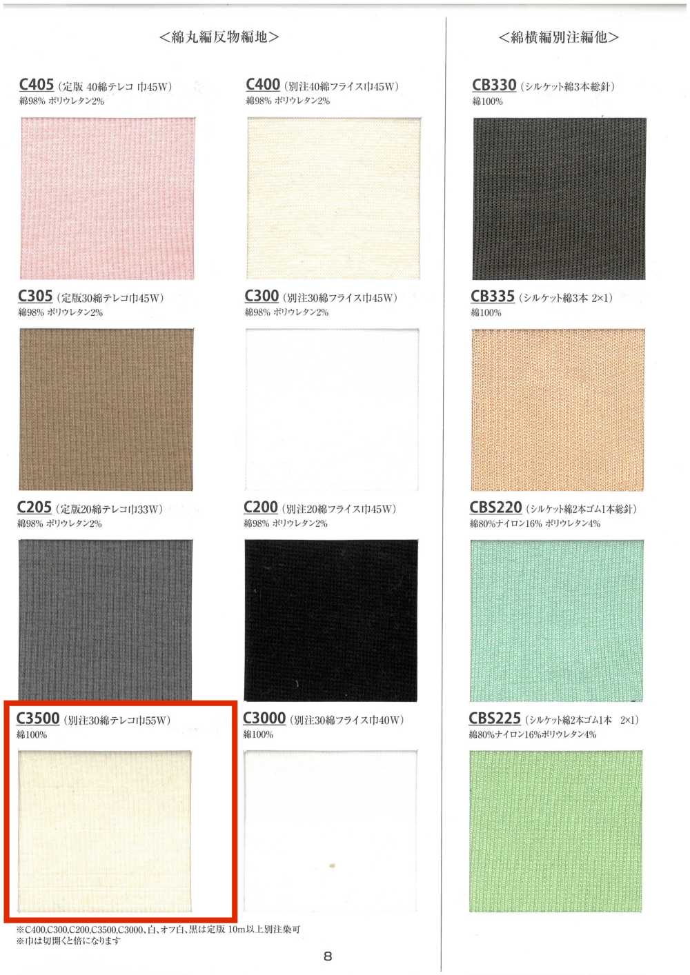 C3500 Maglia A Coste 30 Cotone Tereko Larghezza 55W