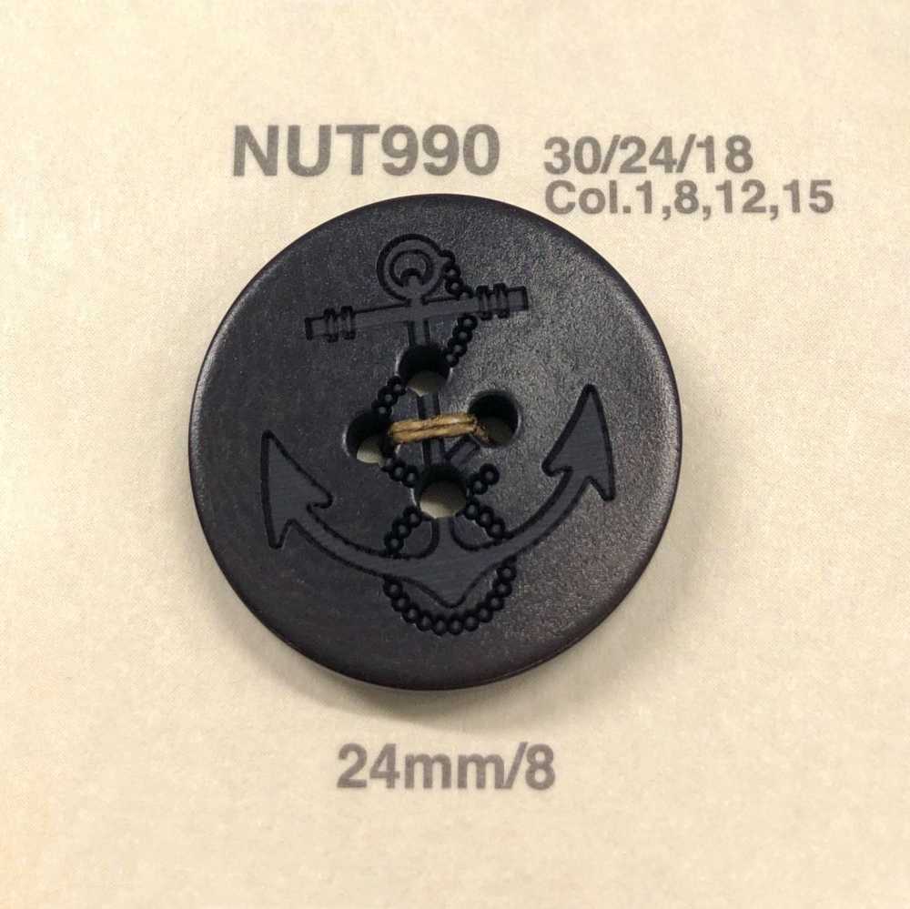 NUT990 Bottone Ikari A 4 Fori Dado In Materiale Naturale[Pulsante] IRIS