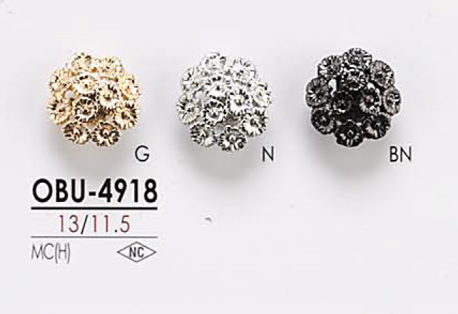 OBU4918 Bottone In Metallo Con Motivo Floreale[Pulsante] IRIS