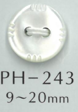 PH243 Bottone Conchiglia Intagliata A 2 Fori[Pulsante] Sakamoto Saji Shoten