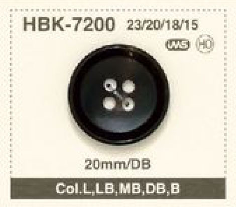 HBK-7200 Bottone In Corno A 4 Fori In Materiale Naturale Per Abito / Giacca Di Bufalo[Pulsante] IRIS