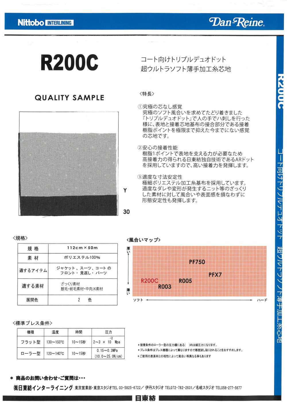 R200C Triple For Court Duo Dot Interlining A Filo Sottile Ultra-morbido[Interfodera] Nittobo