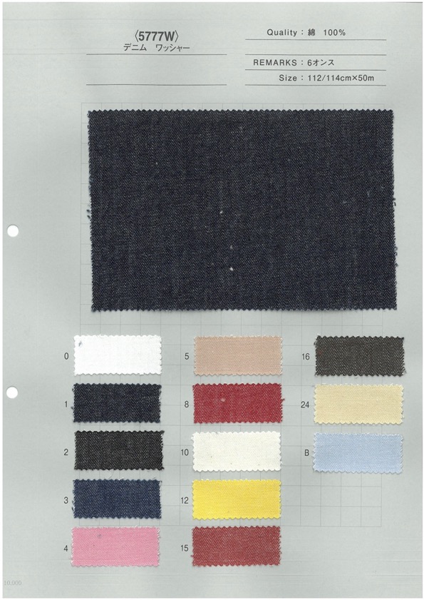 5777W Abbondanti Variazioni Di Colore Elaborazione Della Rondella Del Denim Di Colore 6 Once[Tessile / Tessuto] Tessuto Yoshiwa