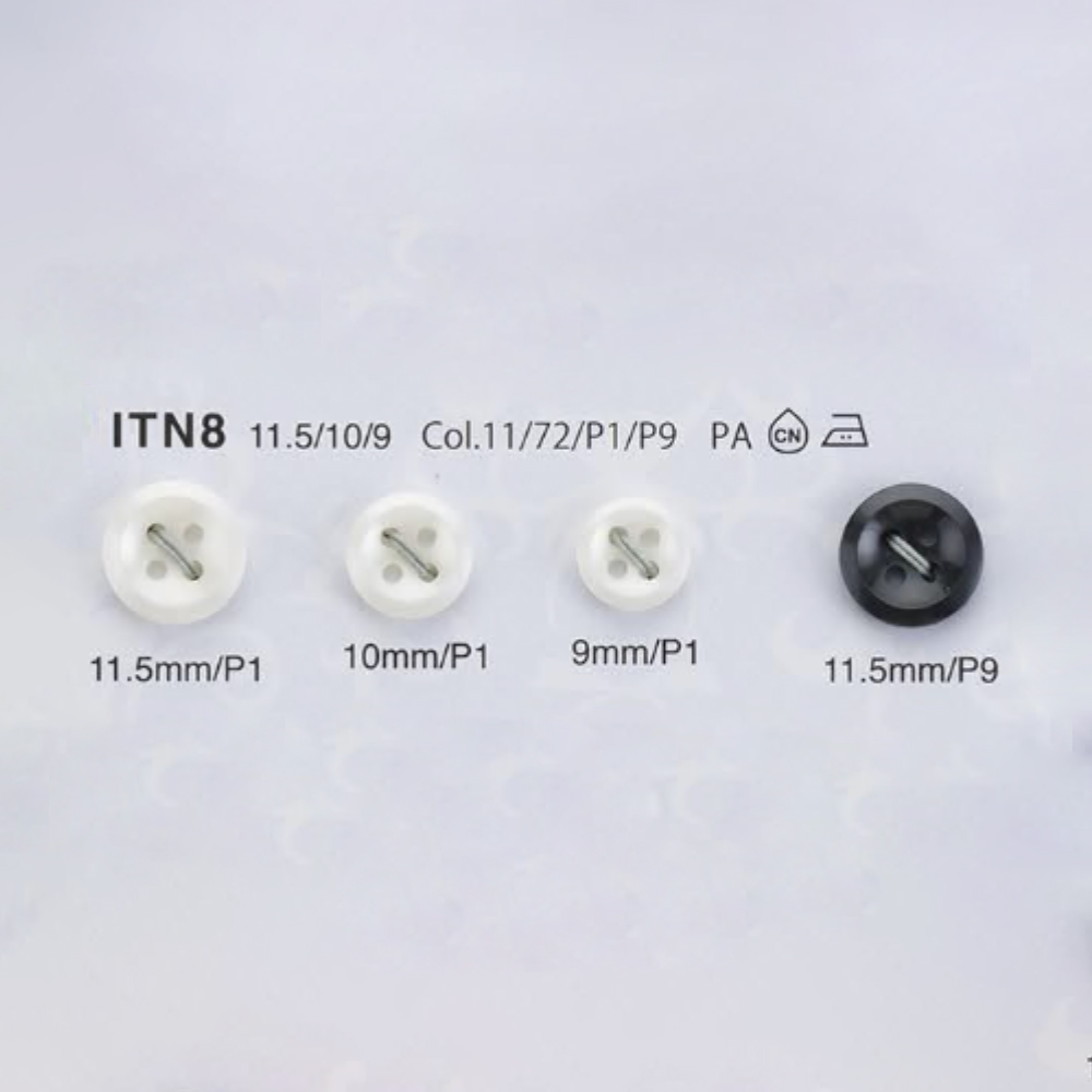 ITN8 Bottone Per Camicia In Nylon Resistente Al Calore/resistente Agli Urti (Tono Perla)[Pulsante] IRIS