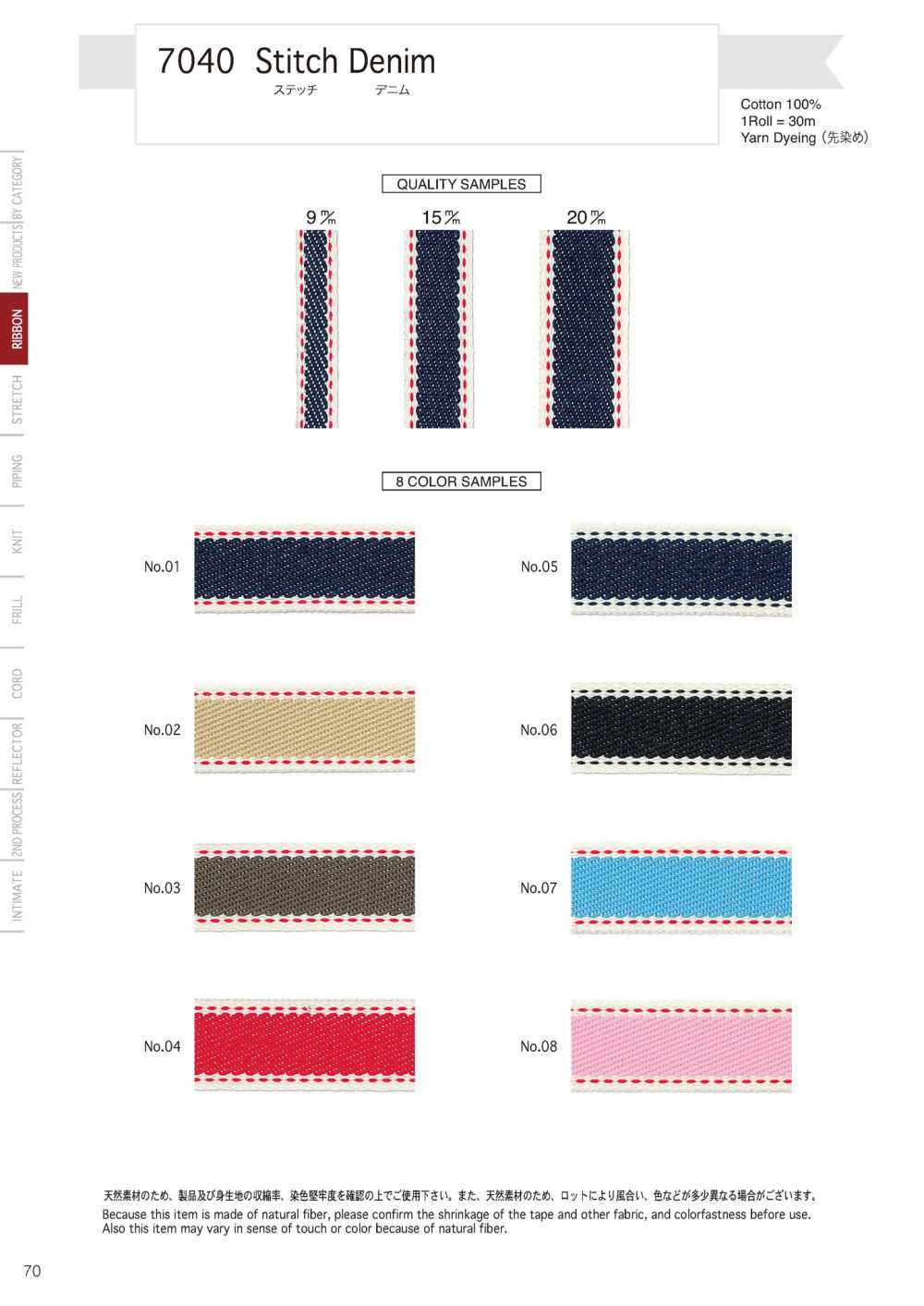 7040 Denim Cucito[Cavo A Nastro] Telala (Industria Dei Nastri Inoue)