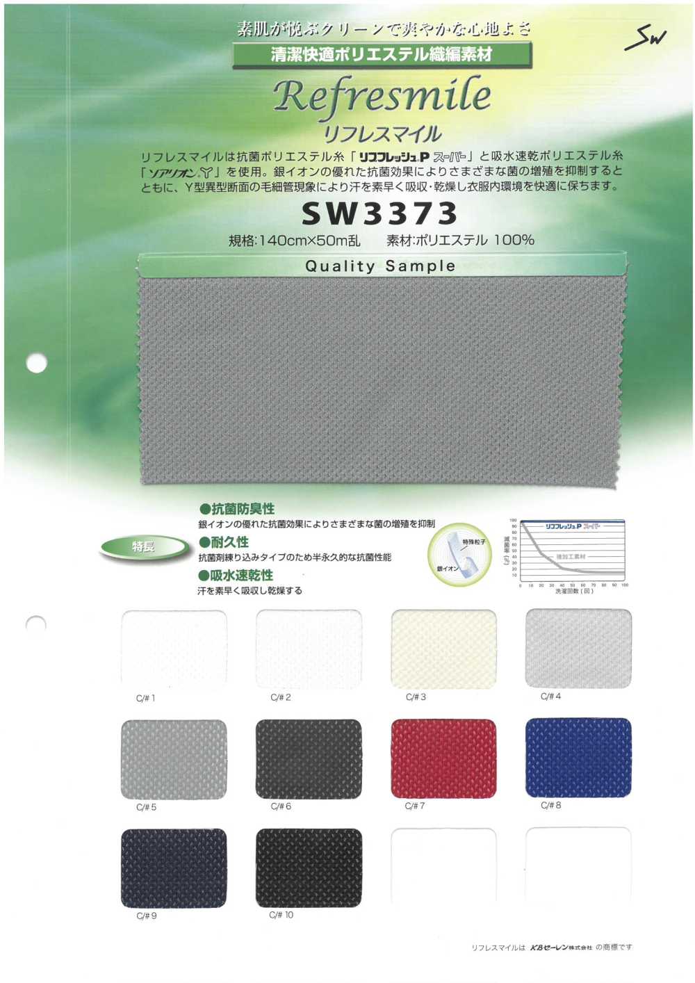 SW3373 Maglia Antibatterica, Traspirante E Ad Asciugatura Rapida[Tessile / Tessuto] Fibre Sanwa