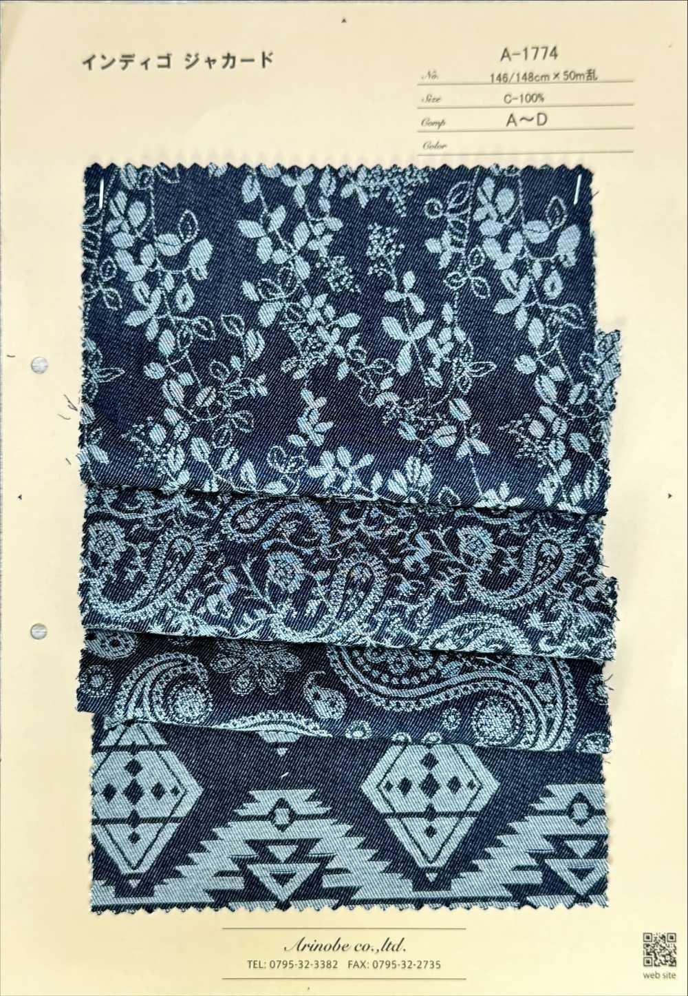 A-1774 Jacquard Indaco[Tessile / Tessuto] ARINOBE CO., LTD.