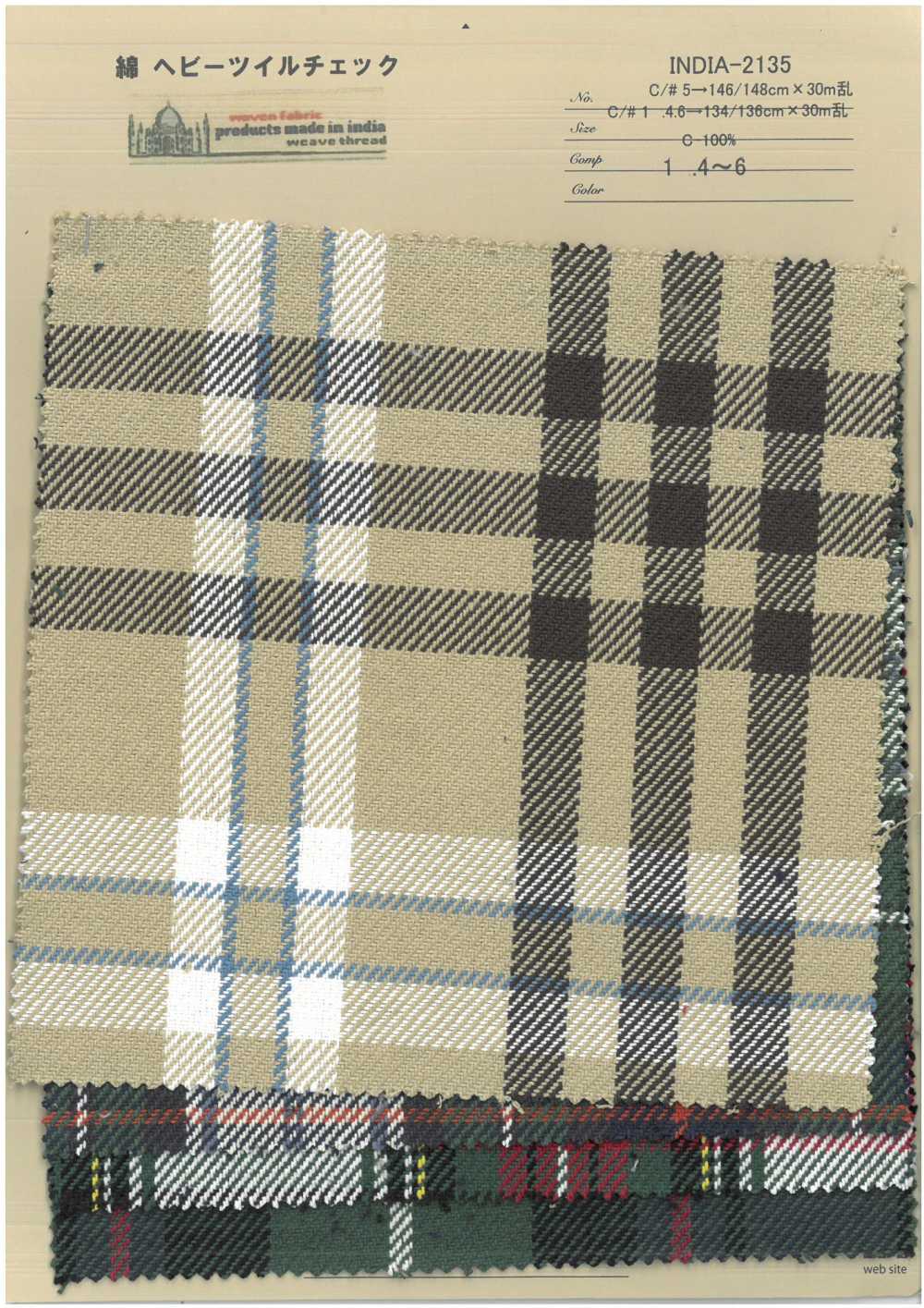 INDIA-2135 Cotone Pesante Twill A Quadri[Tessile / Tessuto] Ariyoshi Shoten