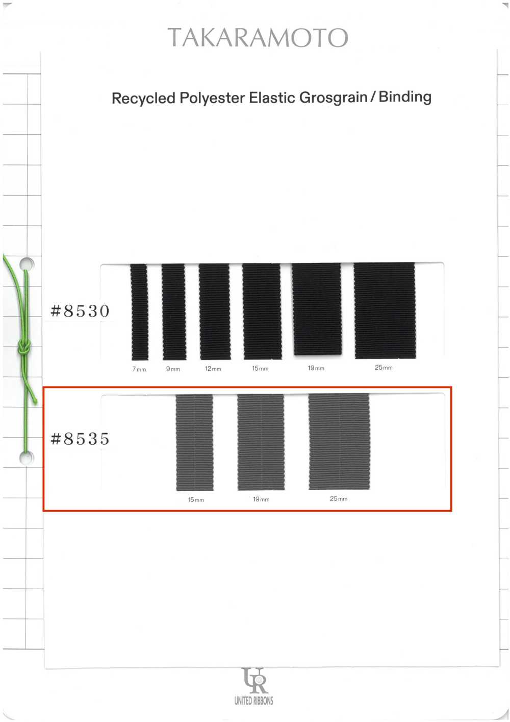 8535 Legante Elastico In Poliestere Riciclato[Cavo A Nastro] UNITED RIBBONS