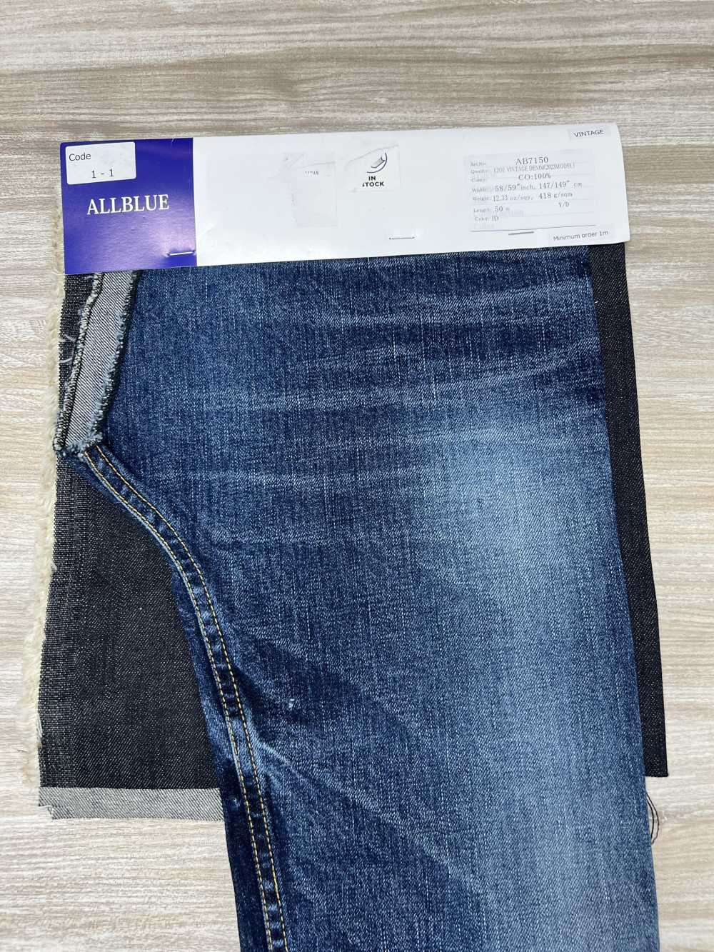 AB7150 Denim Vintage Da 12 Once[Tessile / Tessuto] ALL BLUE