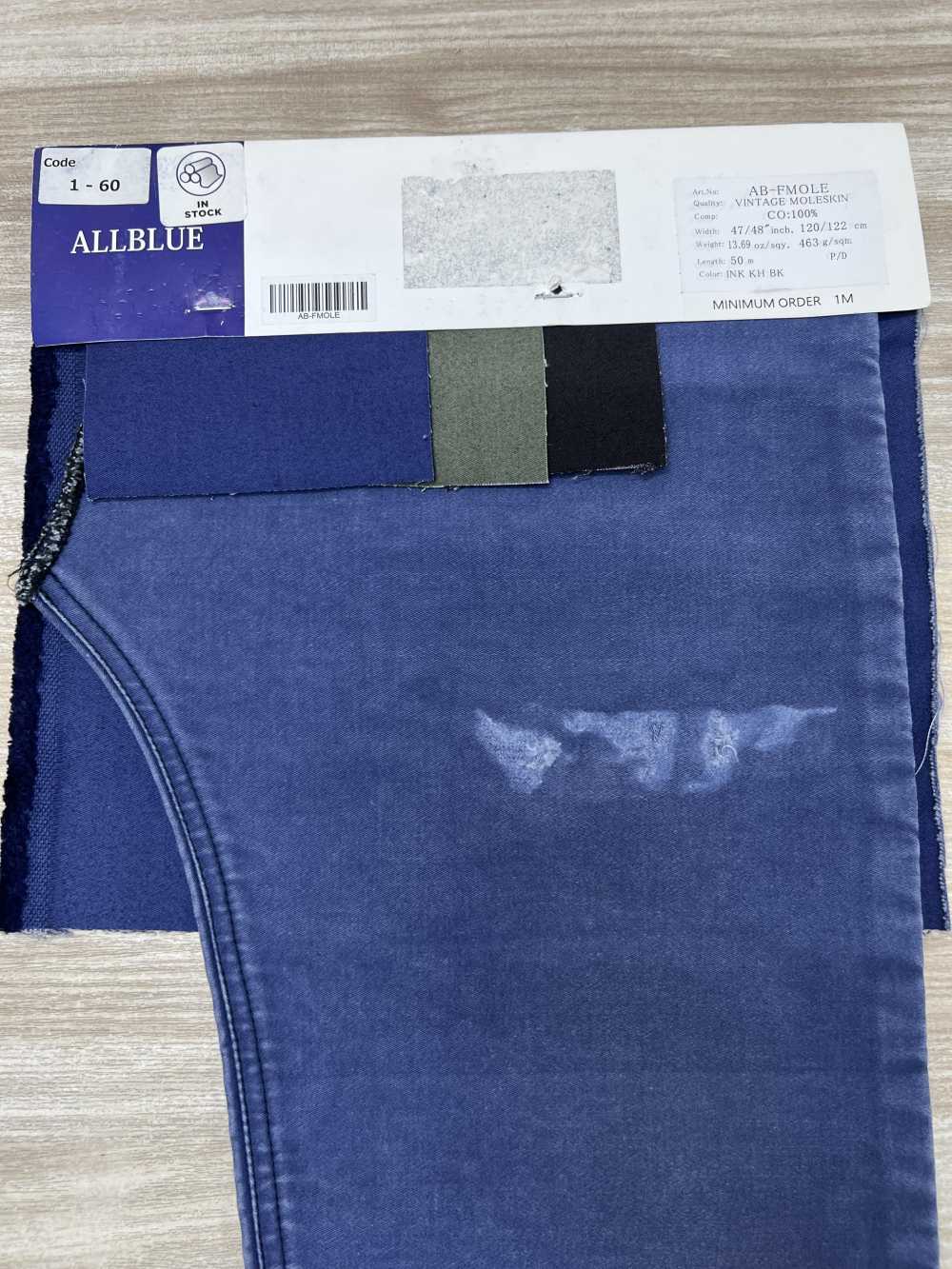 AB-FMOLE Denim Vintage Da 12 Once[Tessile / Tessuto] ALL BLUE