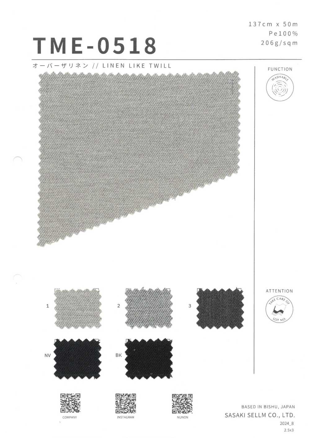 TME-0518 SOPRA IL LINO // TWILL SIMILE AL LINO[Tessile / Tessuto] SASAKISELLM
