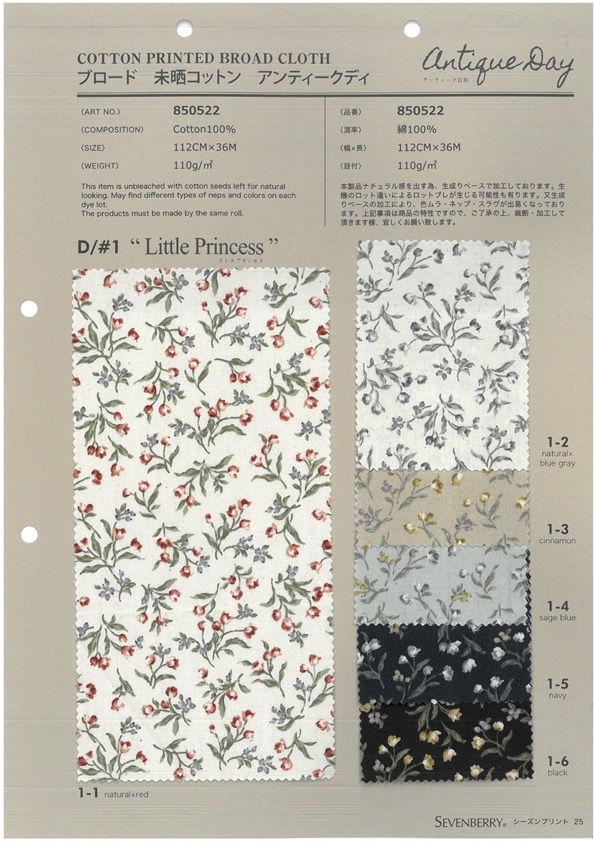 850522 SEVENBERRY® Cotone Grezzo In Doppia Altezza Antique Day Little Princess[Tessile / Tessuto] VANCET