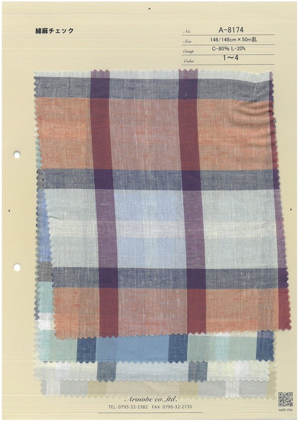 A-8174 Lino A Quadri[Tessile / Tessuto] ARINOBE