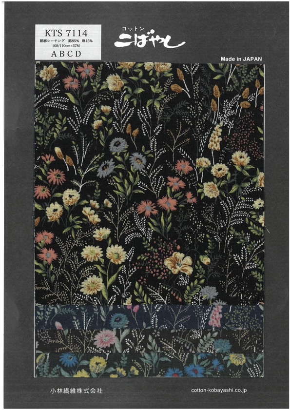 KTS7114 Tessuto In Lino Con Stampa Floreale[Tessile / Tessuto]