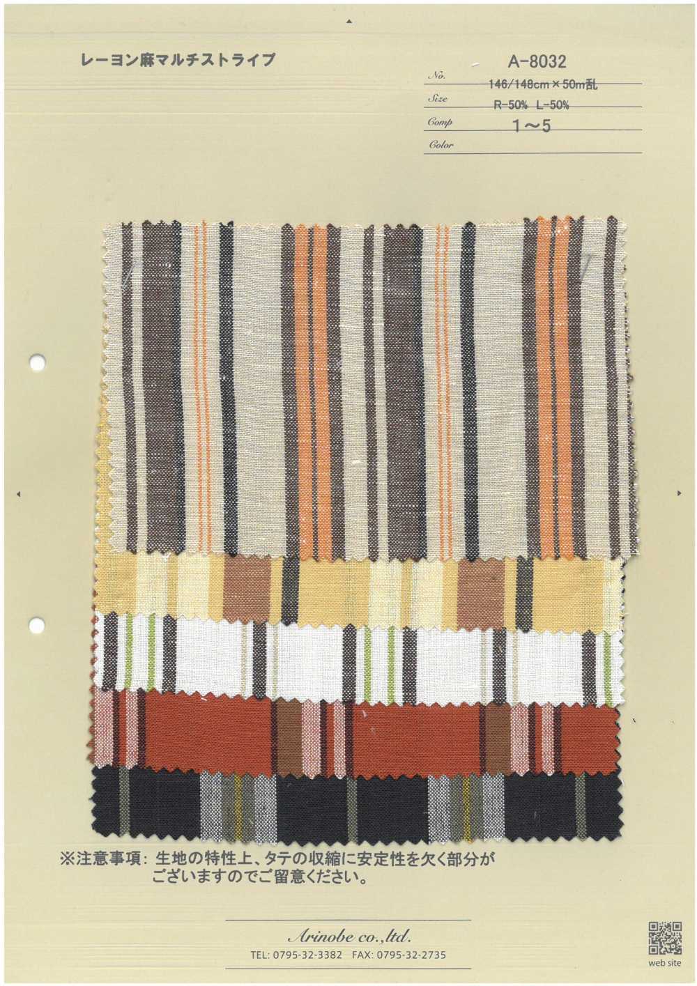 A-8032 Rayon Lino Multi-righe[Tessile / Tessuto] ARINOBE
