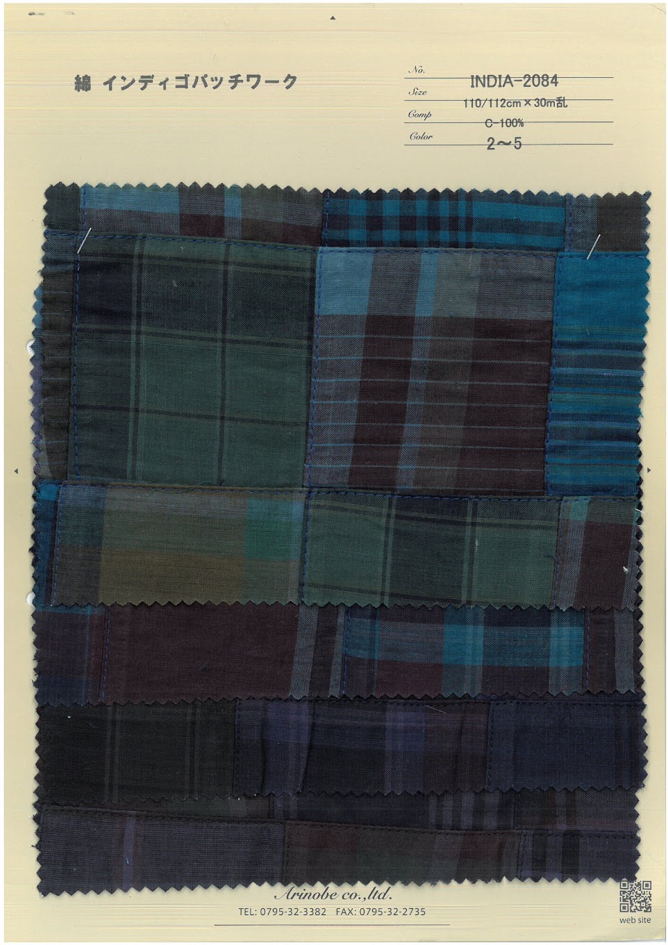 INDIA-2084 Patchwork Di Cotone Indaco[Tessile / Tessuto] ARINOBE