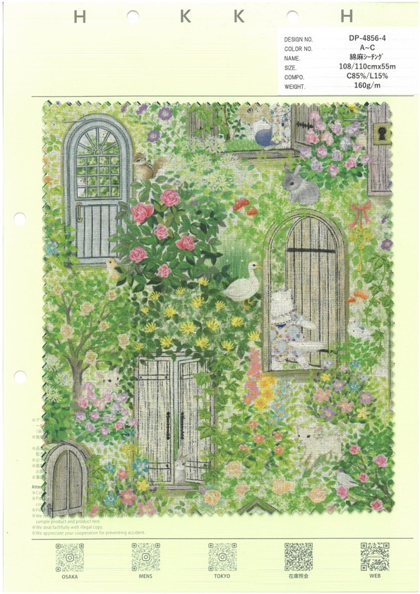 DP-4856-4 Lenzuola Secret Garden Linen Loomstate[Tessile / Tessuto] HOKKOH