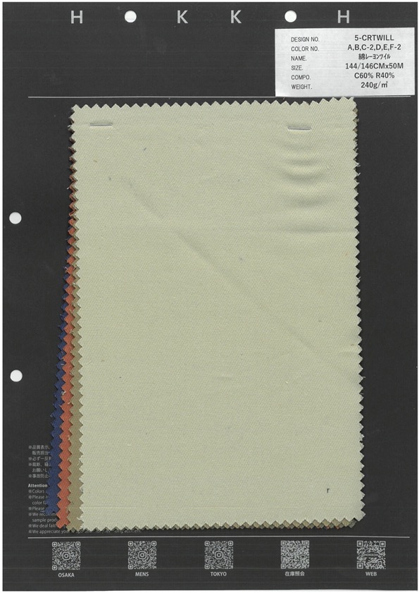 5-CRTWILL Twill Di Cotone E Rayon[Tessile / Tessuto] HOKKOH