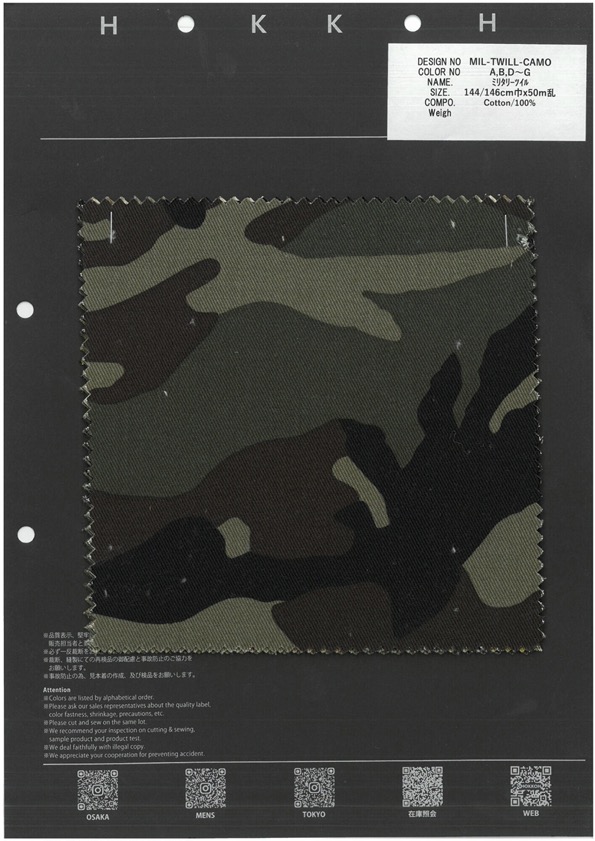 MIL-TWILL-CAMO Twill Militare[Tessile / Tessuto] HOKKOH