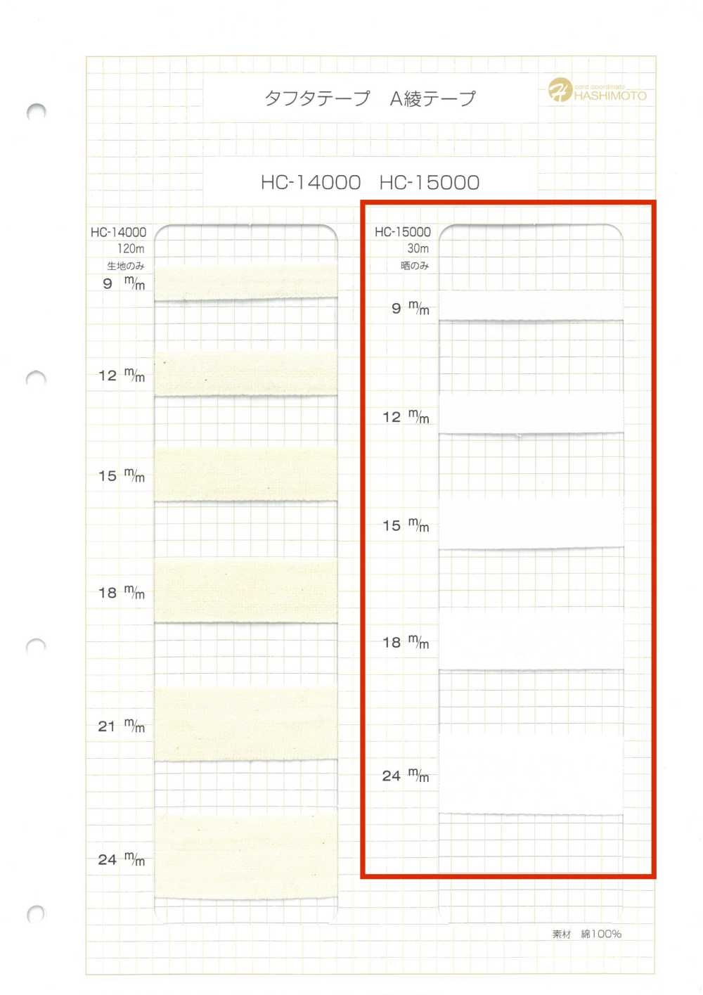 HC-15000 Nastro In Twill Di Cotone A[Cavo A Nastro] Nessun Nome