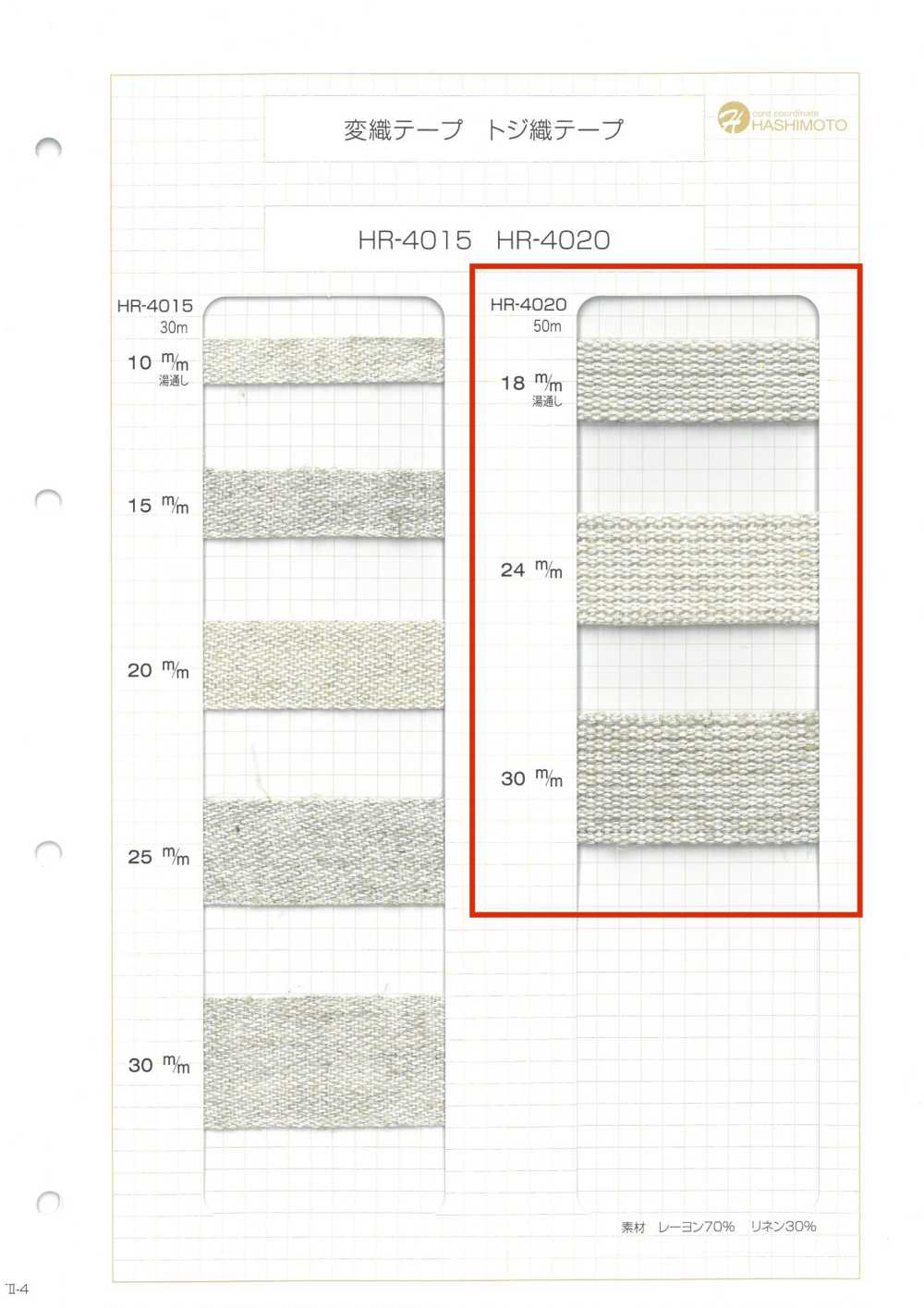 HR-4020 Nastro Intrecciato In Misto Lino[Cavo A Nastro] Nessun Nome
