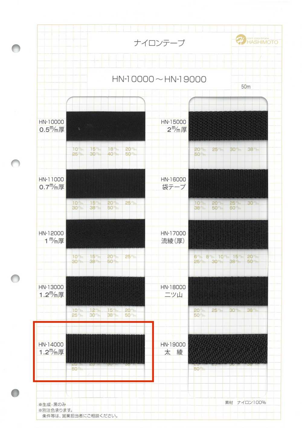 HN-14000 Nastro Di Nylon[Cavo A Nastro] Nessun Nome