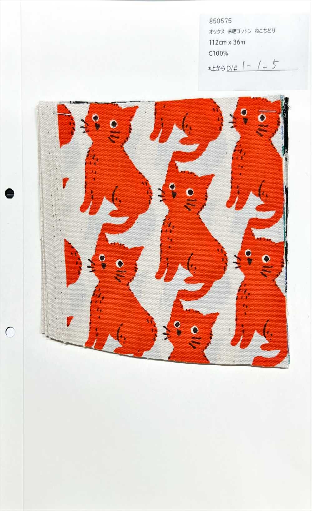 850575 Gatto E Chidori In Cotone Oxford Non Sbiancato[Tessile / Tessuto] VANCET