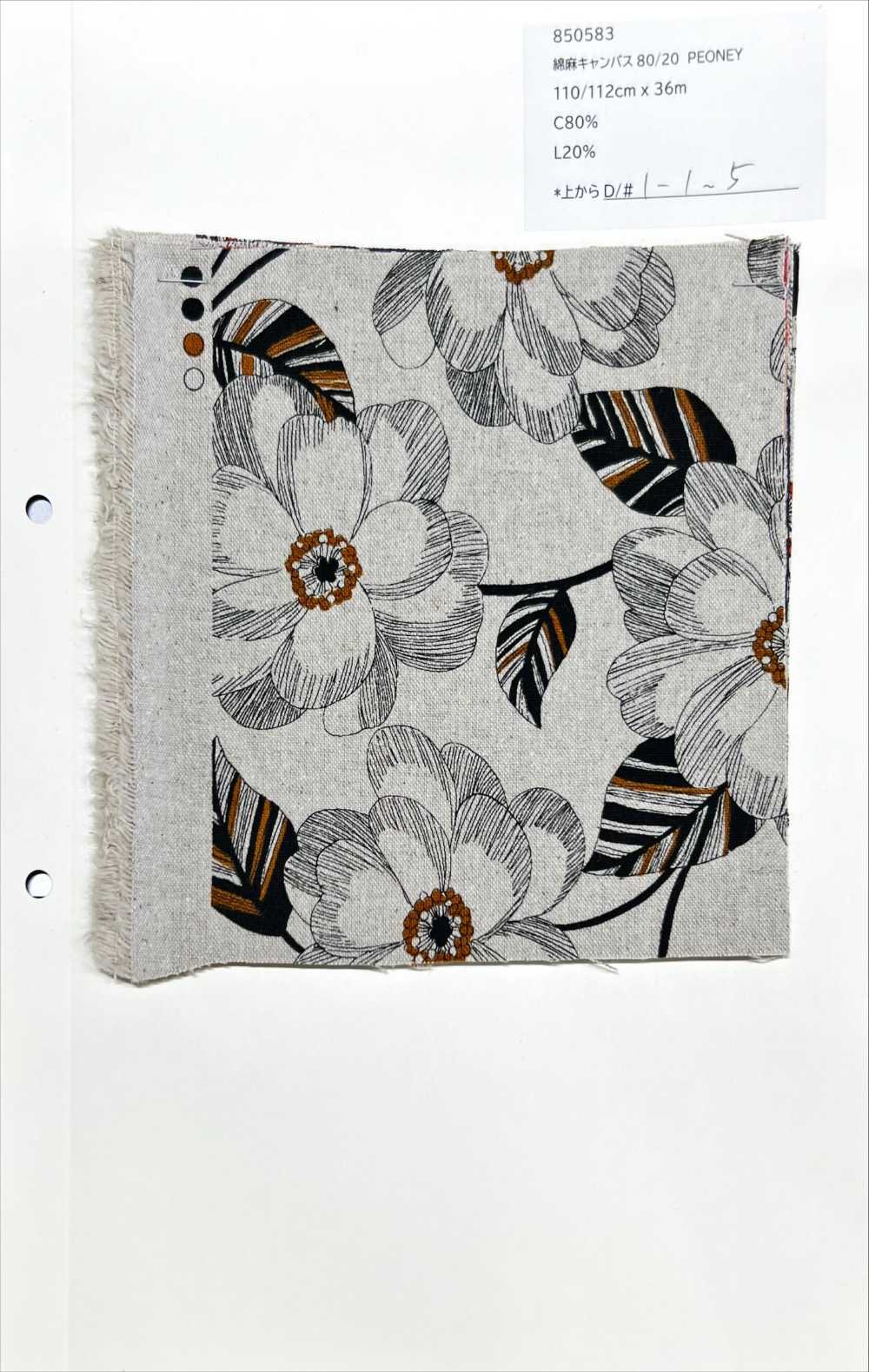 850583 Tela Di Lino 80/20 PEONEY[Tessile / Tessuto] VANCET