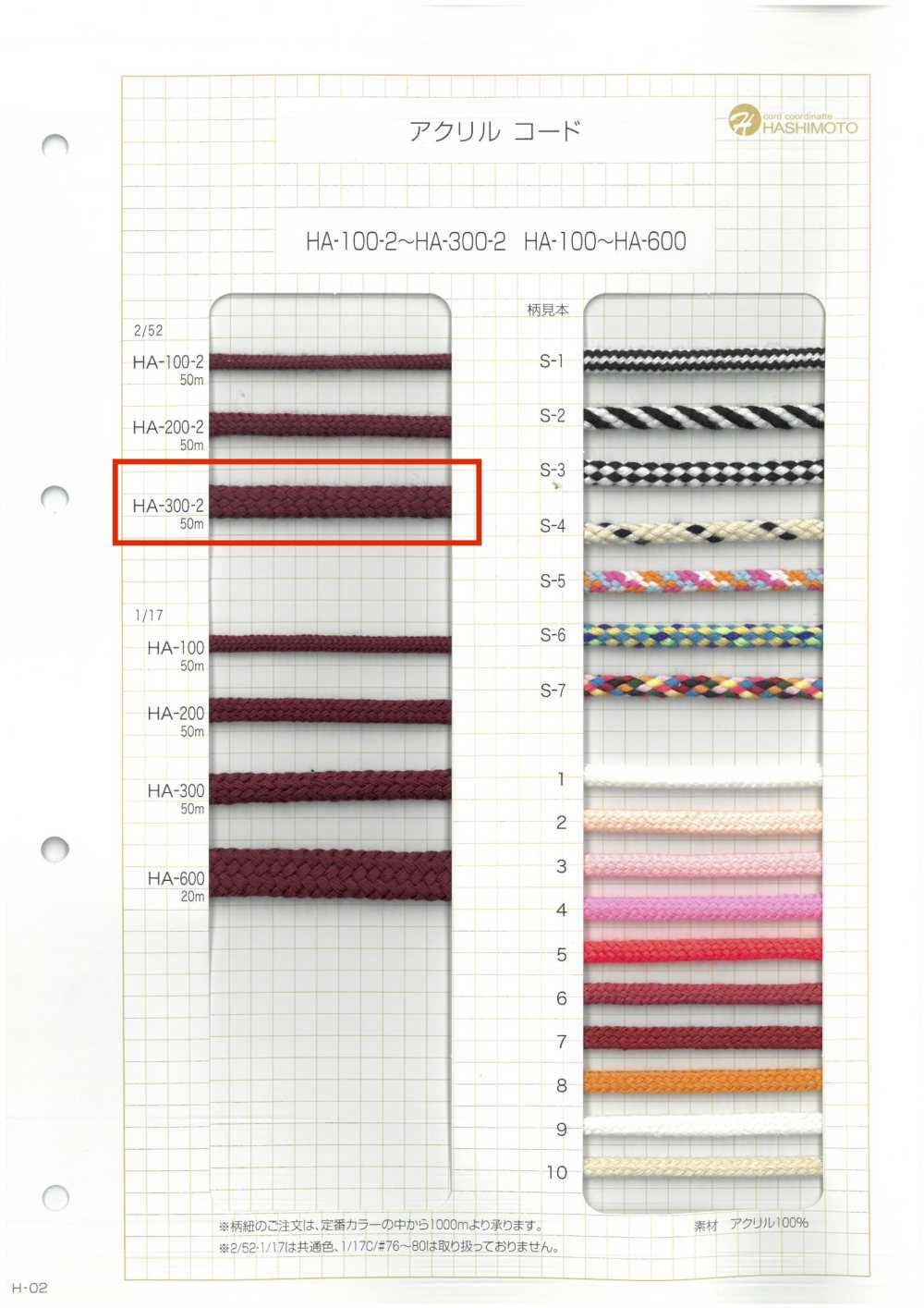 HA-300-2 2/52 300 Cavo Del Mandrino[Cavo A Nastro] Nessun Nome