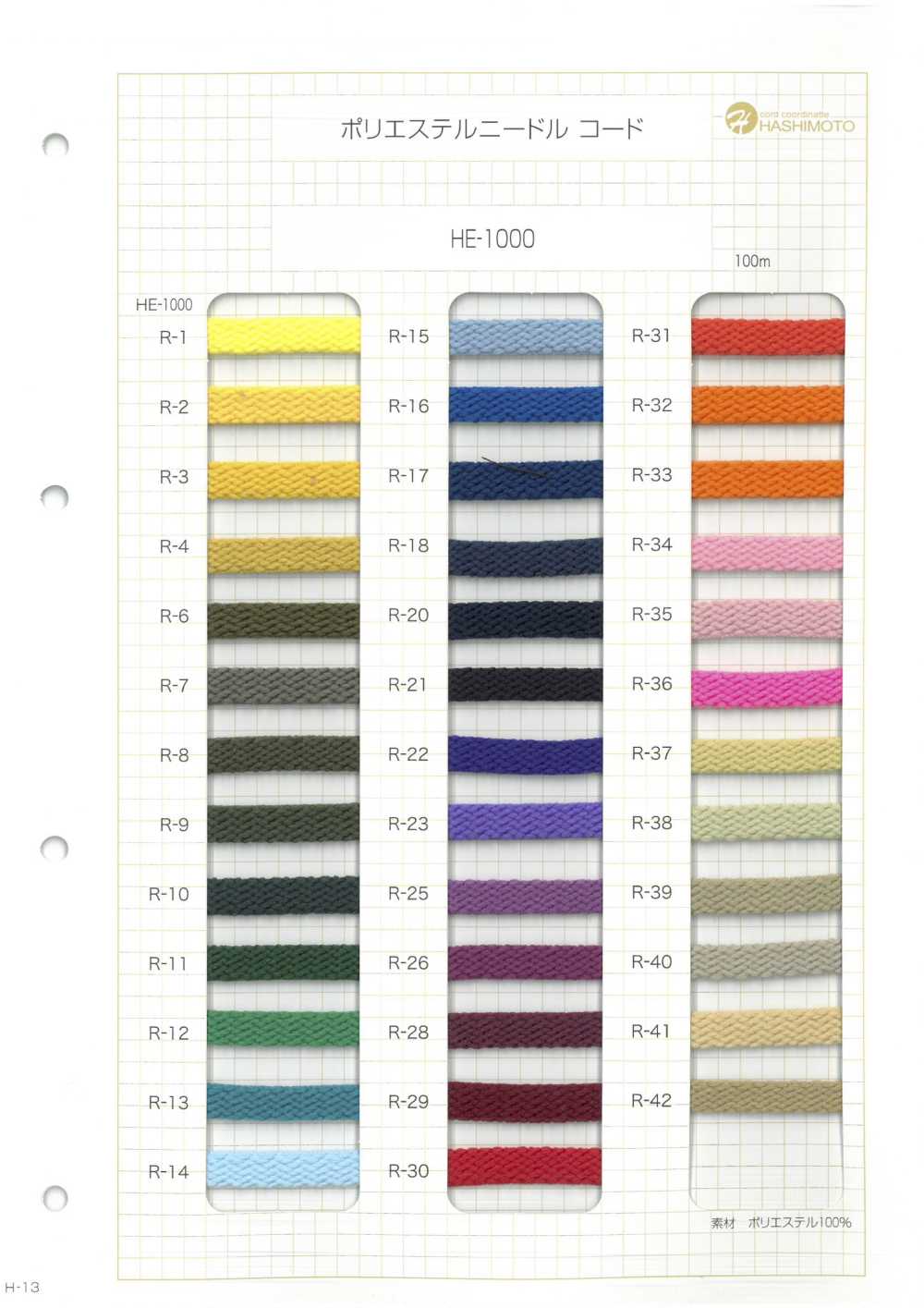 HE-1000 Cordoncino In Poliestere[Cavo A Nastro] Nessun Nome