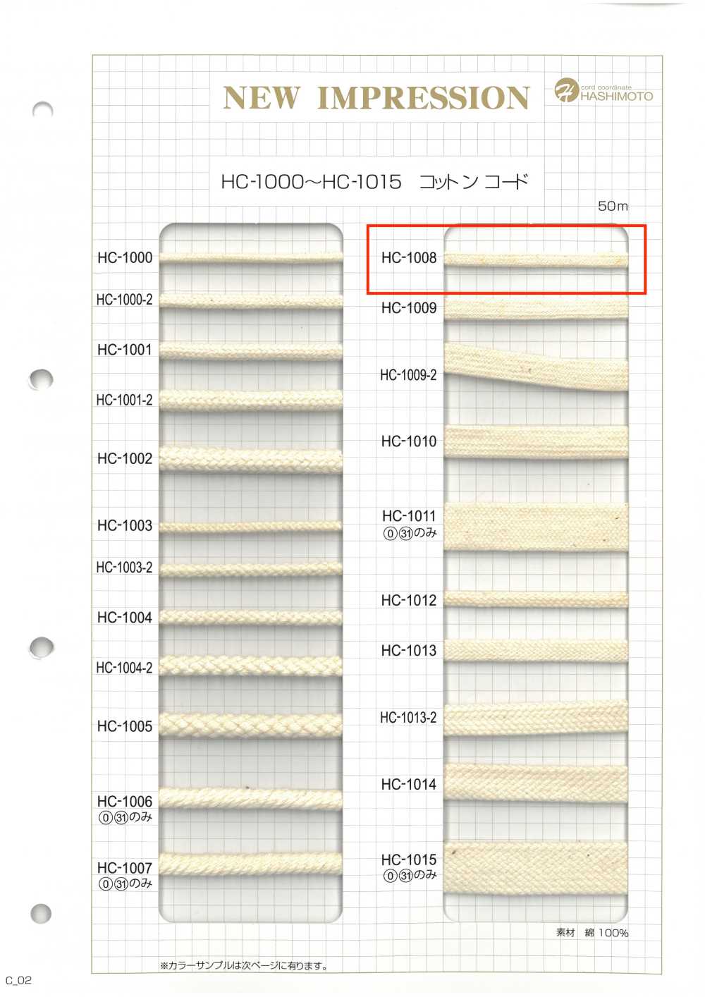 HC-1008 Cordino Per Borsa In Cotone S[Cavo A Nastro] Nessun Nome
