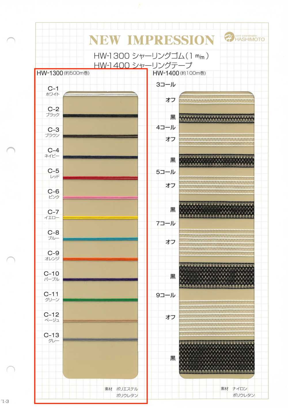 HW-1300 Fascia Elastica Arricciata 1 Mm Nessun Nome