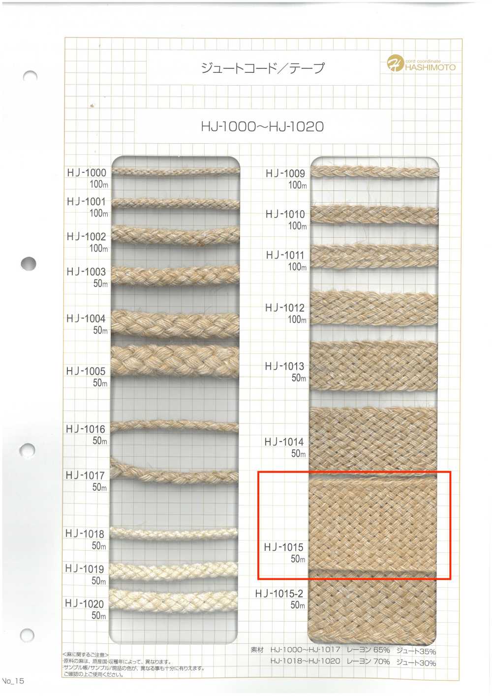 HJ-1015 Nastro Di Iuta Nanako[Cavo A Nastro] Nessun Nome