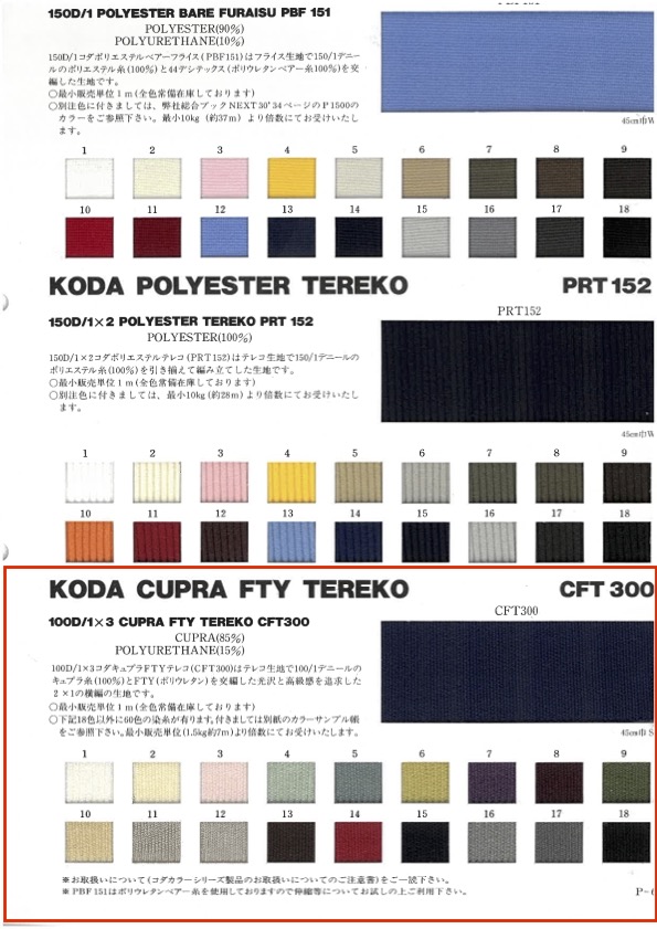 CFT300 Tessuto A Coste 100D/1x3 Cupro FTY TERECO[Maglia A Coste] SUCCESSIVO30