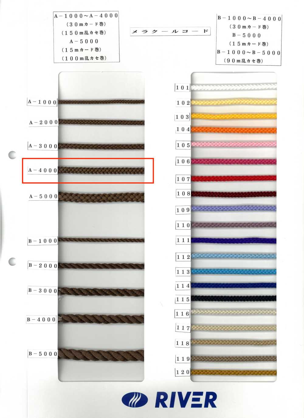 A-4000 Melacool Cord Cordone Rotondo, Otto Fili[Cavo A Nastro] RIVER