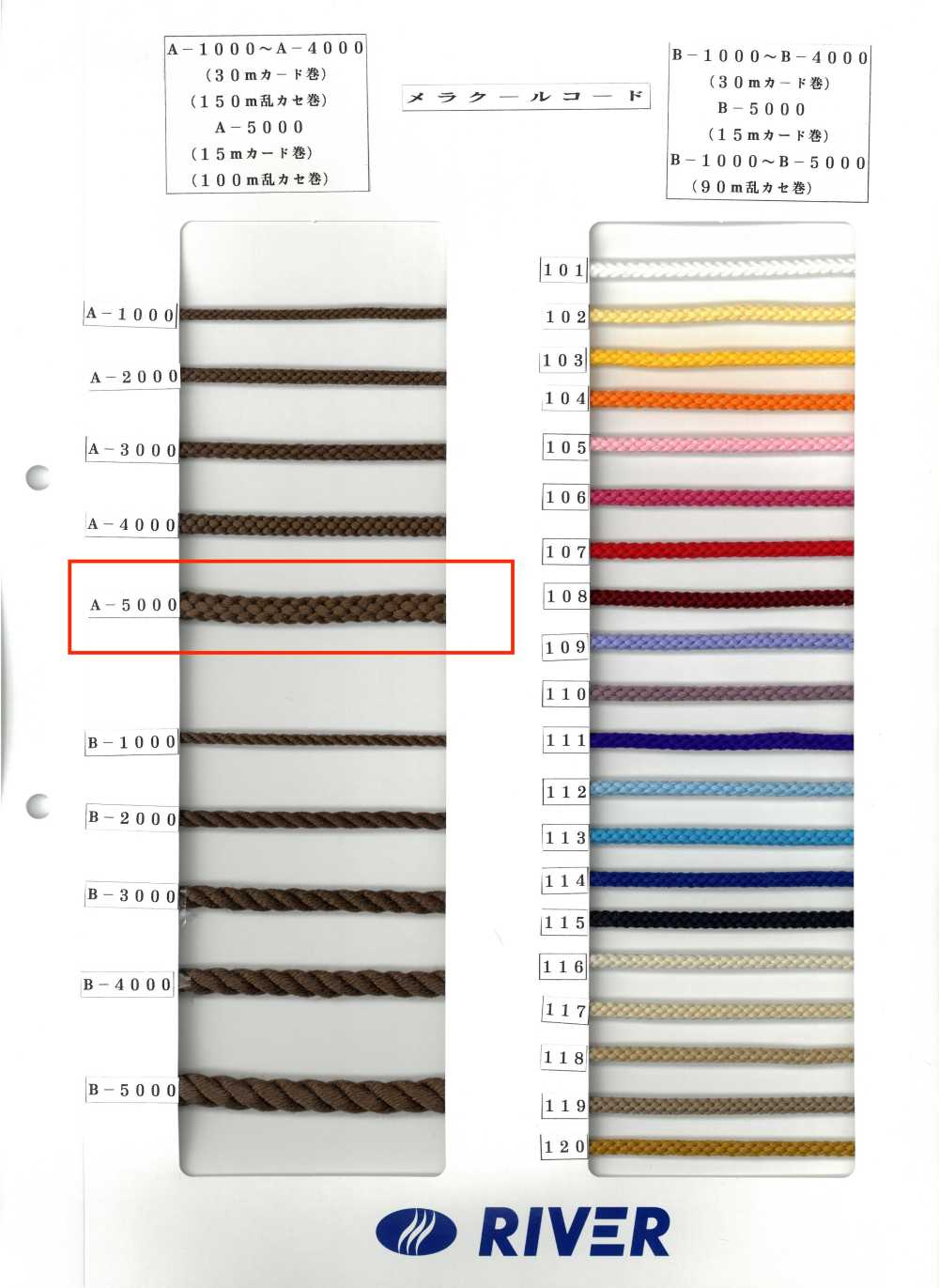 A-5000 Melacool Cord Cordone Rotondo, Otto Fili[Cavo A Nastro] RIVER