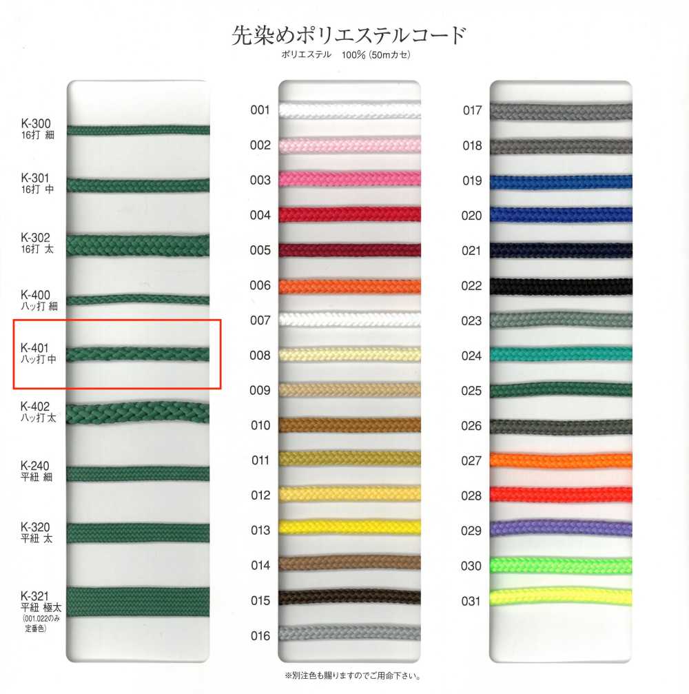 K-401 Cordino In Poliestere Tinto In Filo, 8 Capi, Medio[Cavo A Nastro] RIVER