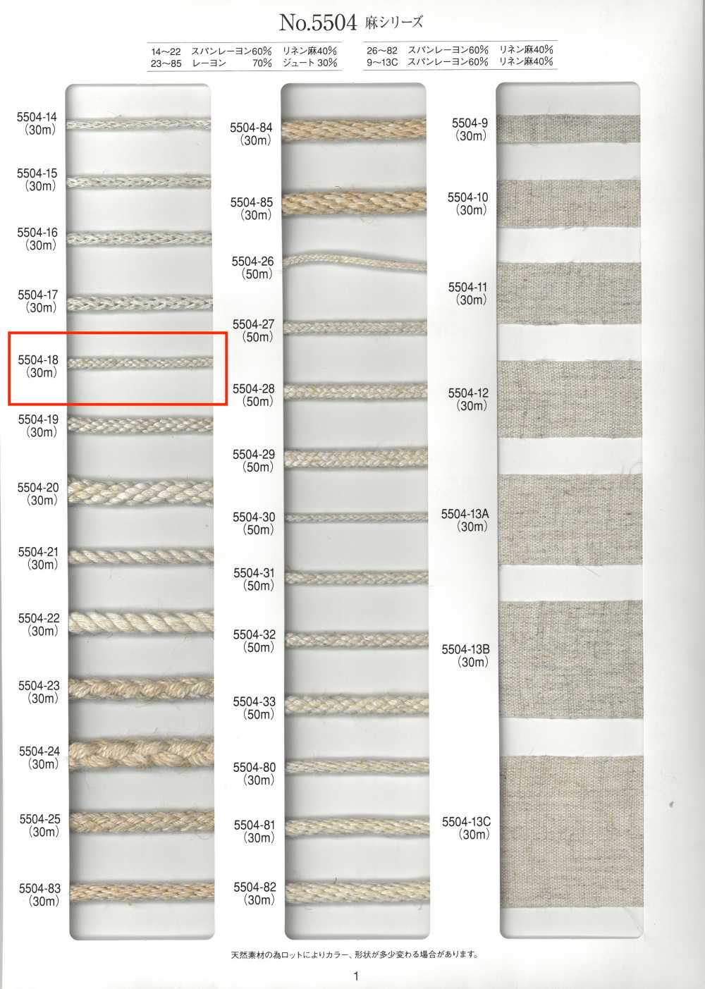 5504-18 Cordoncino Rotondo Serie Lino A Otto Fili[Cavo A Nastro] RIVER