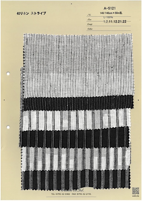 A-5121 40 Lino A Righe[Tessile / Tessuto] ARINOBE