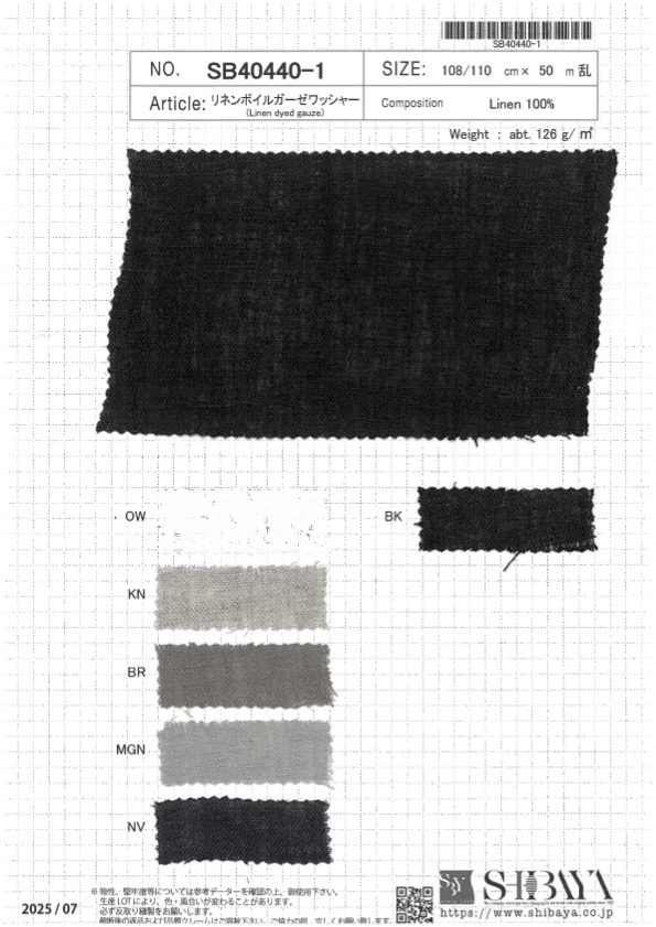 SB40440-1 Finitura Lavata In Garza Di Lino Voile[Tessile / Tessuto] SHIBAYA
