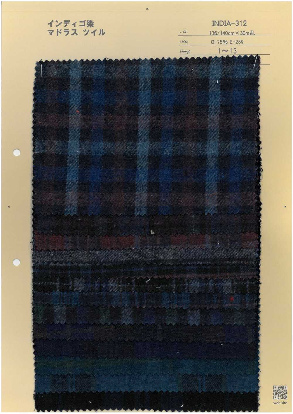 INDIA-312 Twill Madras Tinto Indaco[Tessile / Tessuto] ARINOBE