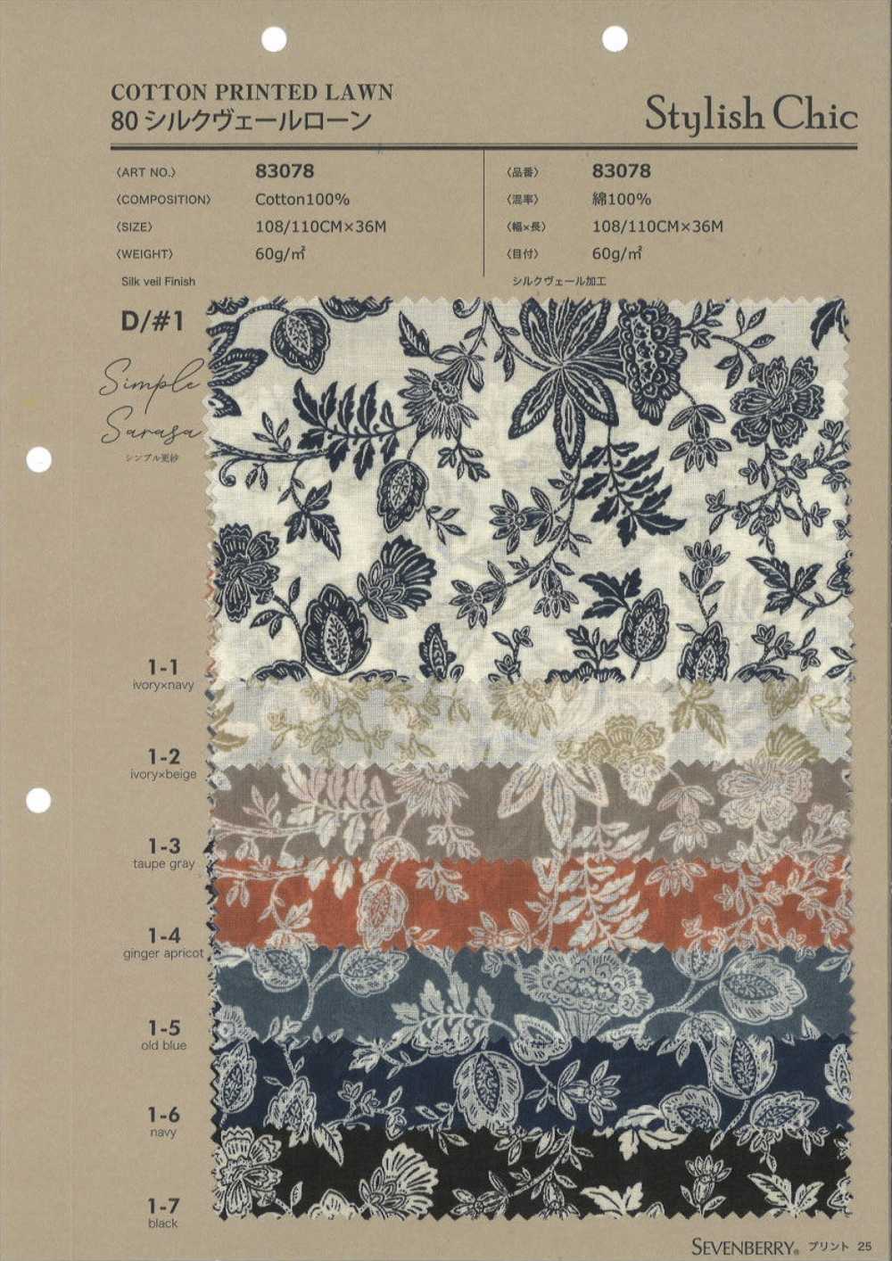 83078 80 Velo Di Seta Lawn Simple Sarasa[Tessile / Tessuto] VANCET