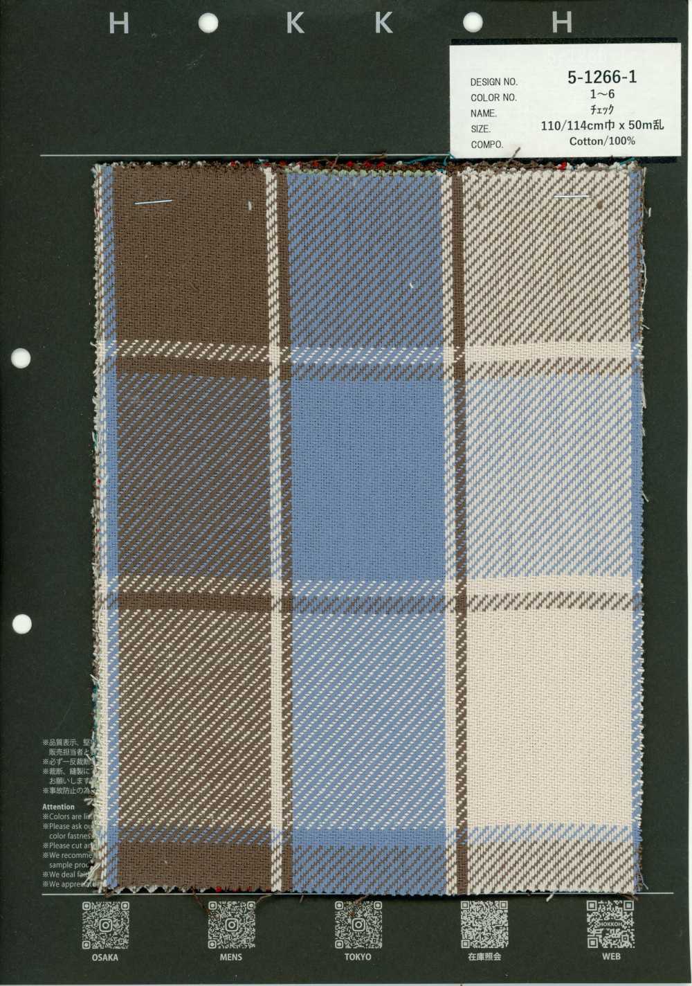 5-1266-1 Twill Di Cotone A Quadri[Tessile / Tessuto] HOKKOH