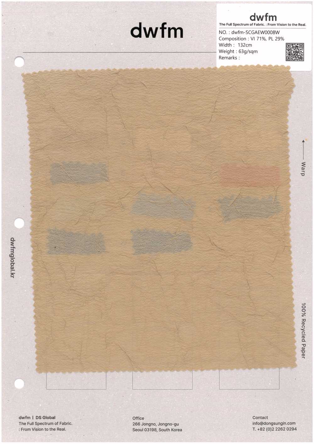 DWFM-SCGAEW0008W Finitura Lavaggio, Tessuto Trasparente[Tessile / Tessuto]