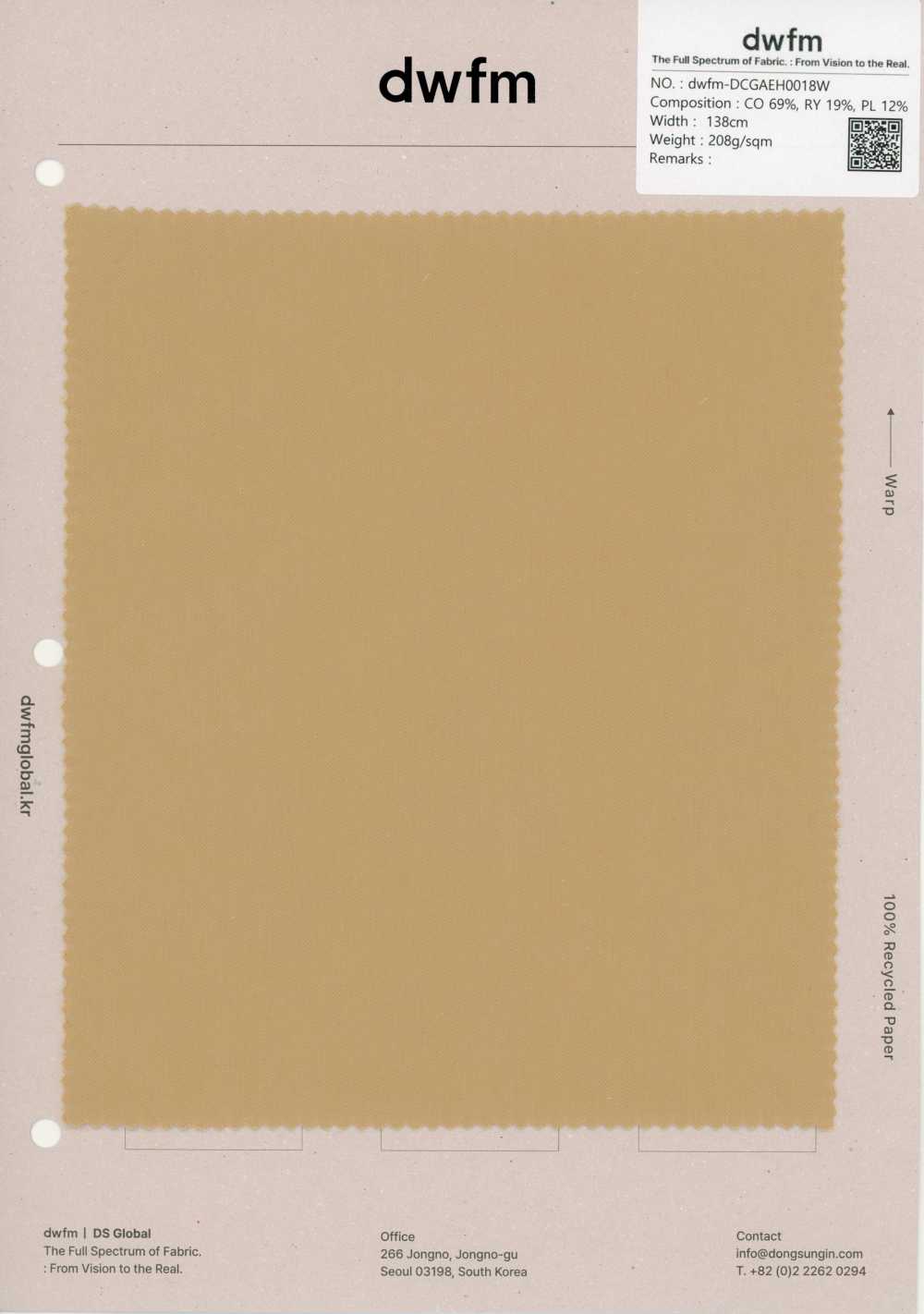 DWFM-DCGAEH0018W Twill Morbido Di Cotone E Rayon[Tessile / Tessuto]