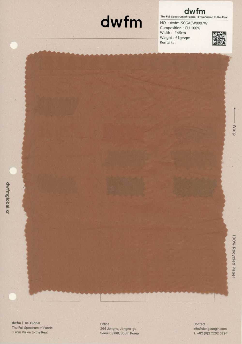 DWFM-SCGAEW0007W Voile Con Finitura Lavabile In Cupro[Tessile / Tessuto]
