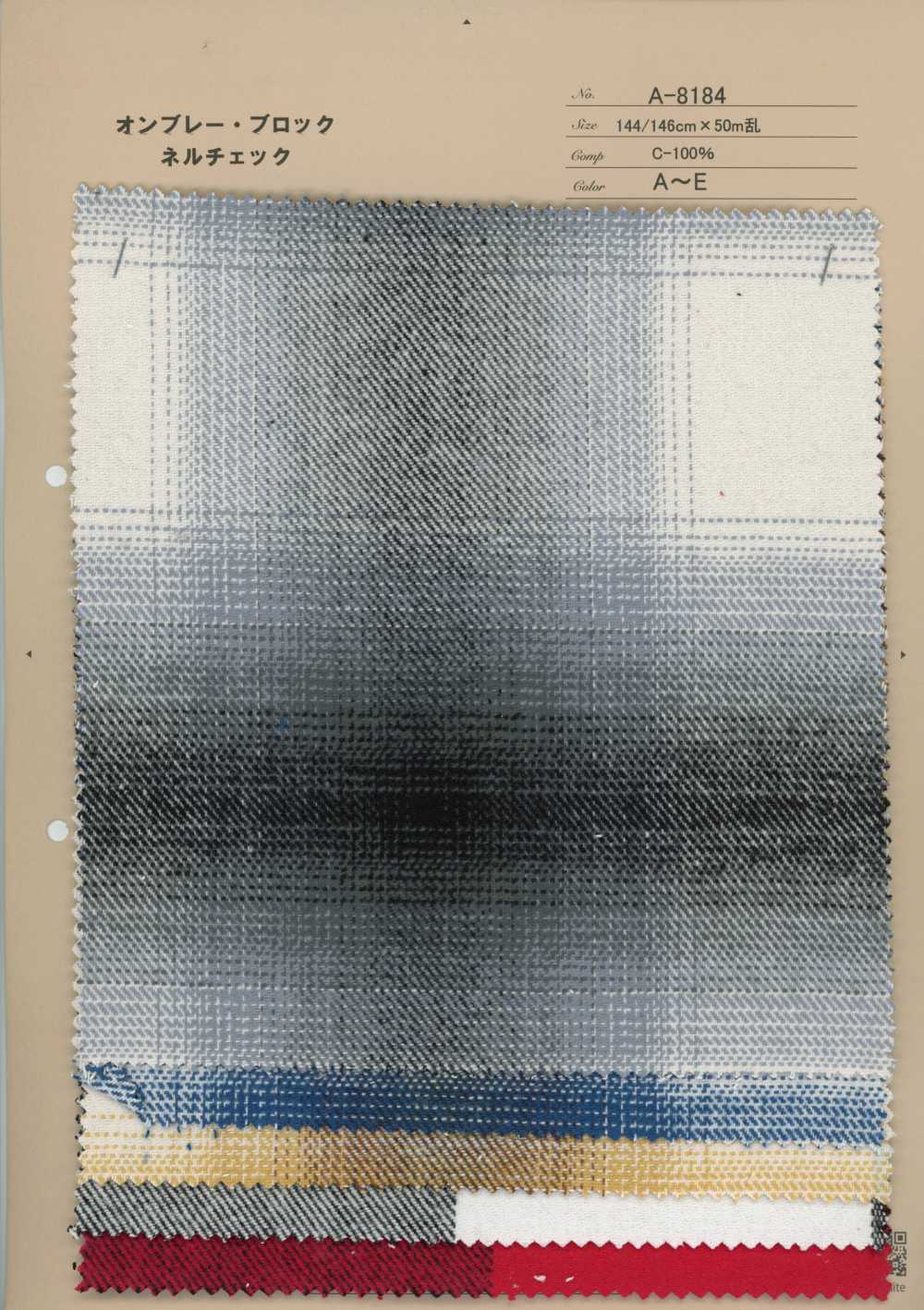 A-8184 Quadri in flanella a blocchi ombré[Tessile / Tessuto] Arinobe Shoten