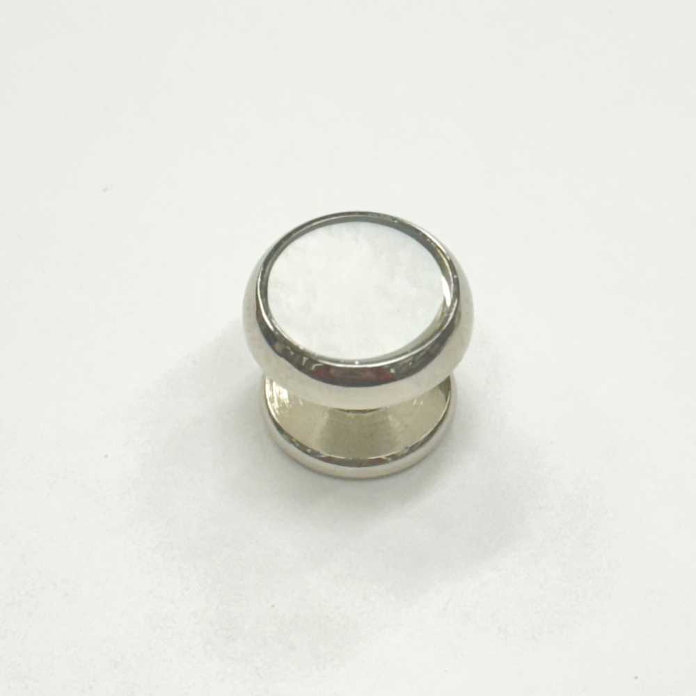 E-3 Bottone A Bottone, Madreperla Bianca, Argento, Rotondo (1 Pezzo)[Accessori Formali]